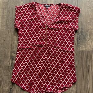 Express Red Print Zip Top